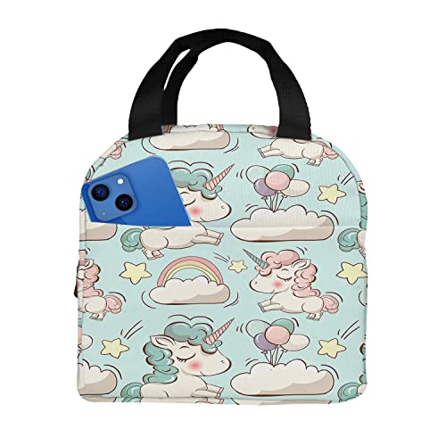 Zoczos Unicorns And Stars Lunch Tote Bag Little Cute Animal Girl Unicorn Cartoon Pattern Colorful Rainbow Lunch Organizer Box For Adults Work Outdoor #TOP1