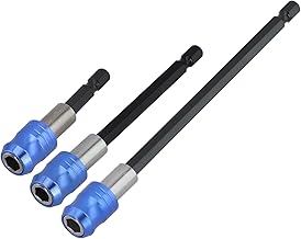 Juego de barras de extensión magnéticas de alto rendimiento, acero cromado y tungsteno, broca de destornillador de liberación rápida, vástago hexagonal de 1/4 pulgadas, color azul, 60/100/150 mm para