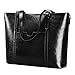 Women 15.6" Laptop Genuine Leather Shoulder Bag Work Handbag Satchel Carry-on Tote Bag in Trolley Handle by Enmain