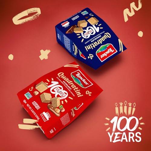 Loacker Quadratini Chocolate Wafer Cookies LARGE - 30% Less Sugar - Premium Crispy Bite Size Wafers - NON-GMO - LARGE Pack of 6