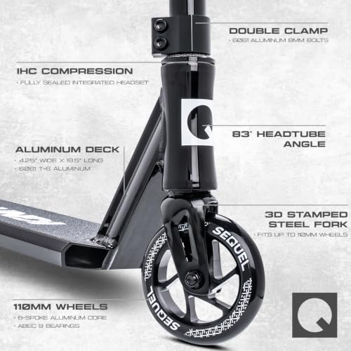 Image of Sequel Ignite Pro Scooter, Pro Stunt Scooter Complete Trick Scooter for Kids 8+, Beginner Skatepark BMX Scooter