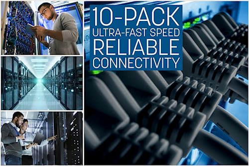 Intellinet Slim Cat6 Ethernet Network Patch Cable – 10-Pack - 10Gbps & 250MHz, Snagless Boot, 30AWG Pure Bare Copper Wire, Gold-Plated Contacts, Lifetime Mfg Warranty - 3ft, 10 Pack, Black by INTELLINET NETWORK SOLUTIONS - Image 8