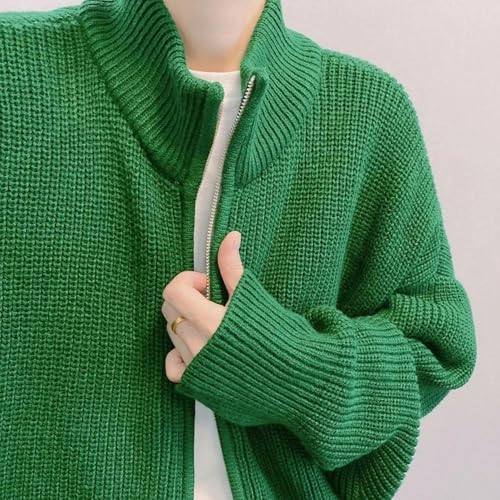 Knit Sweater Collared Cardigan Zipper Men's Clothing Zip-up Casual Korean Autumn Spring Clothes3