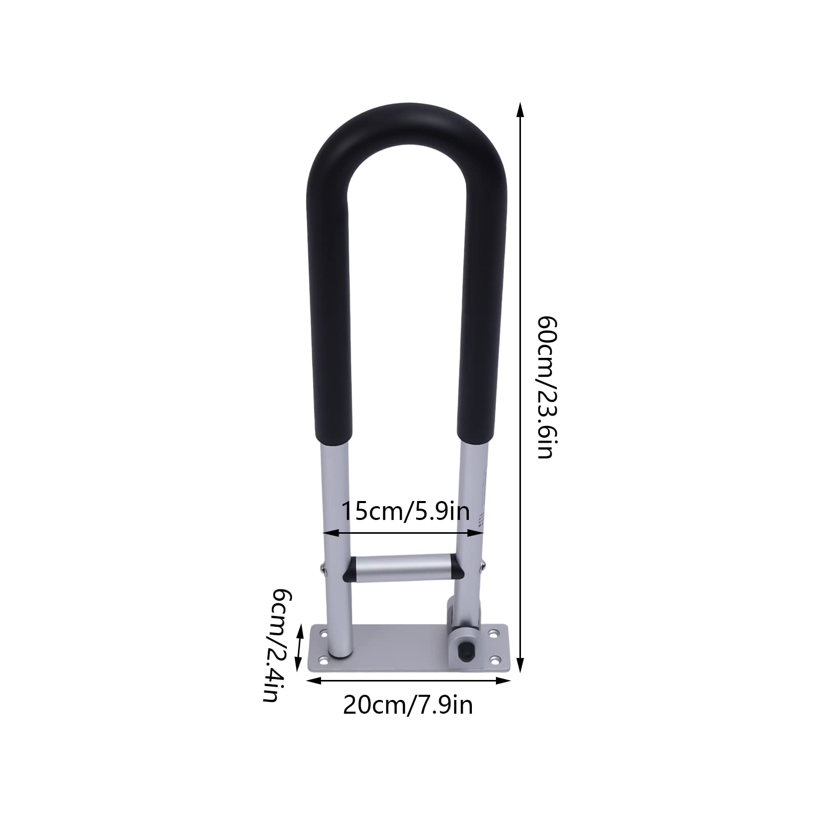 Uchwyty dla seniorów, 60 cm, składany, uchwyt do toalety, obracany o 90°, nośność 120 kg, uchwyt prysznicowy dla niepełnosprawnych, kobiet w ciąży