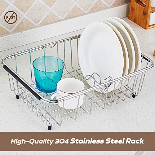 Kesol Small Expandable Over The Sink Dish Drying Rack/Dish Rack In Sink With Utensil Holder | 304 Stainless Steel Dish Racks For Kitchen Counter | Rustproof Dish Drainer/Sink Drying Rack #TOP6