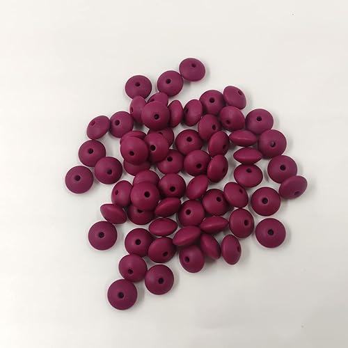 Miniatura 3 de 200 Uds. Color vino tinto Silicona Abacus Perlas Accesorio 0.472 in Silicona Perlas Abacus Perlas Perlas Planas Forma de Lenteja Kenchain DIY