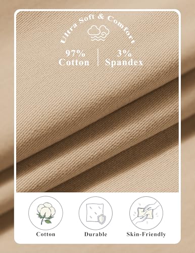COOFANDY Mens Chino Shorts Cotton Drawstring Dress Shorts 9 Inch Inseam Relaxed Fit Stretch Casual Shorts Khaki