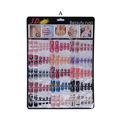 Nail Art,Putars New 144/180Pcs Mixed Set False Nail Tips Artificial Fake Nails Art Acrylic Manicure Gel (A-180Pcs)