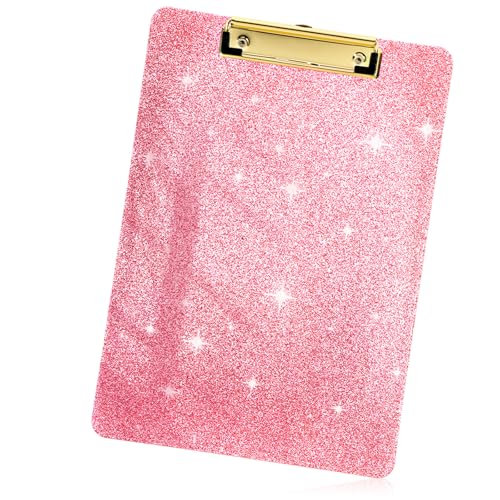 Image of Clear Glitter Clipboards, Letter Size, 12.6" ×8.8" Shiny Clipboards with Low Profile Clip, Colorful, Sturdy, Lightweight Plastic Clipboard, Clipboard for Office Supplies Sparkly Clip Board(Pink)