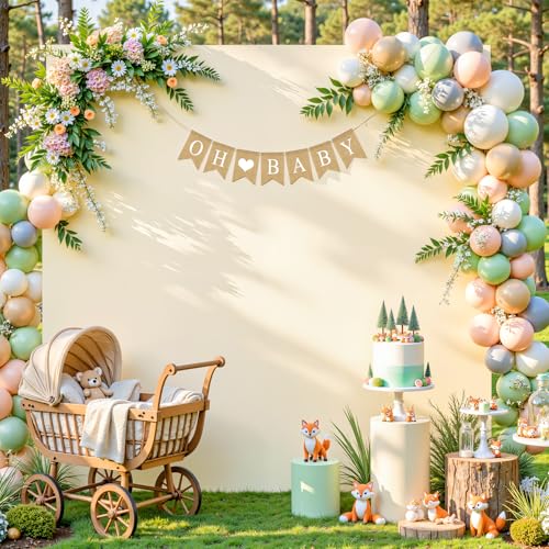 Besutolife Square Arch Backdrop Cover, 6.6×6.6 FT Spandex Arch Covers Stretchy Fitted Balloon Arch Stand Cover for Wedding, Birthday Party, Baby Shower, Photo Booth, Graduation Ceremony, Beige by Besutolife - Used condition - US$22.71