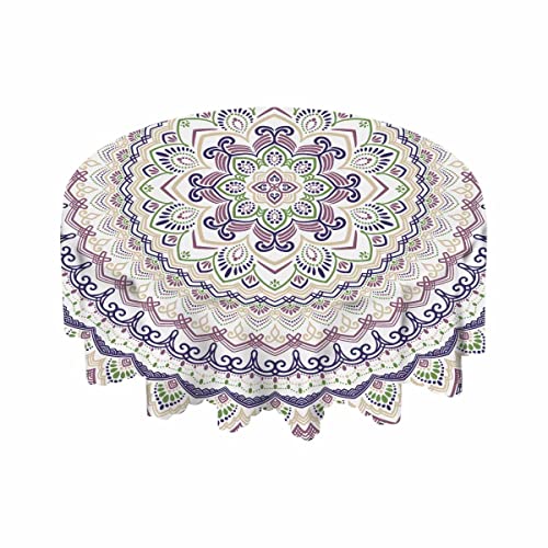 Yibeas Table Cloth Mandala Art Round Tablecloth 60 Inch Purple Lace Chic Boho Background Tablecloths For Round Tables Small Round Tablecloth Table Cover For Outdoor #TOP4