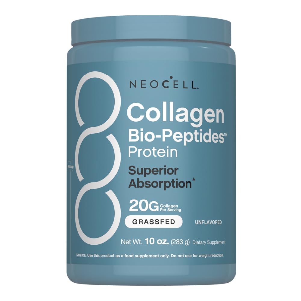 NeoCell Collagen Bio-Peptides Powder | 10oz | Super Hair, Skin, and Nails | Superior Absorption | Grassfed Protein Supplement | Advanced with 18 Essential Amino Acids