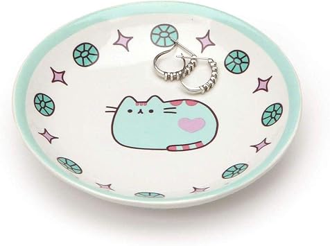 Pusheen by Our Name is Mud Pusheen Blue Trinket Tray Stoneware Dish, 4 Inches