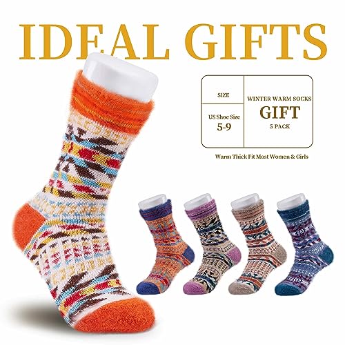 Image of SISOSOCK 5 Pairs Fuzzy Soft Cozy Comfortable Socks for Women, Casual Sleep Comfy Socks, Perfect Warm Winter Gifts for Women