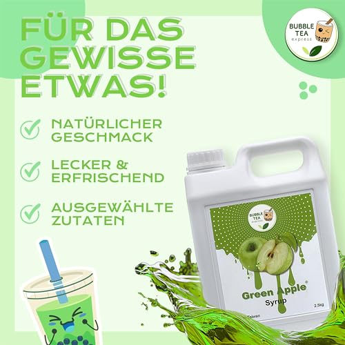 Bubble Tea Express - Leckerer Grüner Apfelsirup 2,5L | Bubble Tea Sirup für Boba Perlen | Apfelsirup für Cocktails, Slushes, Wasser & Gebäck |100% VEGANER Bubble Tea Sirup – Bild 3