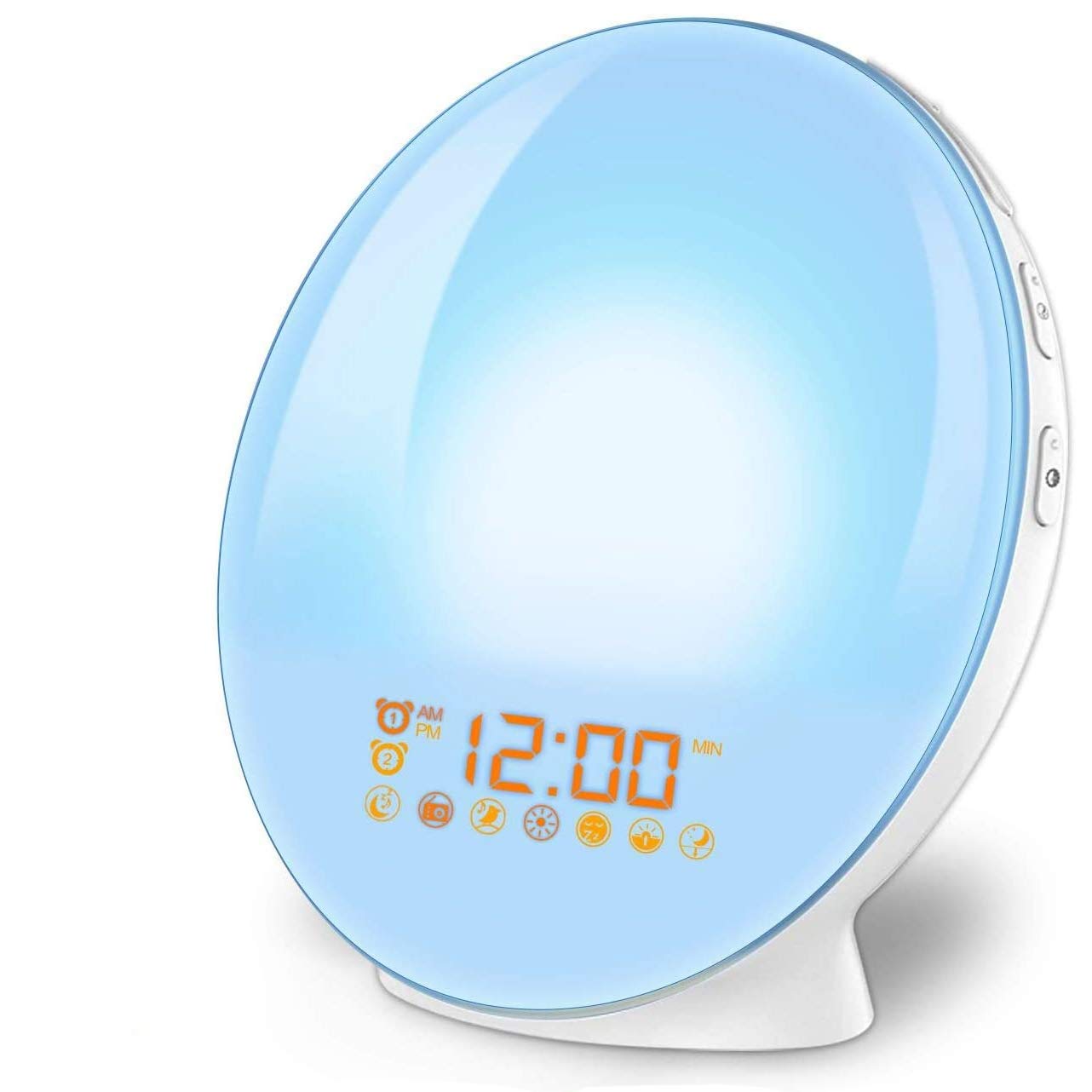 Despertador Luz, Wake Up Light Despertadores Luces LED, Despertador Digital, Simulación de Amanecer/Anochecer, Radio FM, 7 Sonidos Naturales 7 Luces de Colores Función Snooze