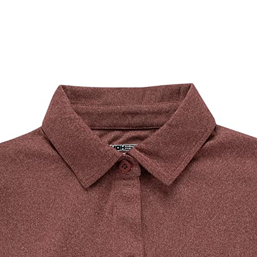 Women's 3/4 Sleeve Polo Shirts Moisture Wicking Performance Knit Tops Fitness Workout Running Sports Leisure T-Shirt (Claret Red,2XL)