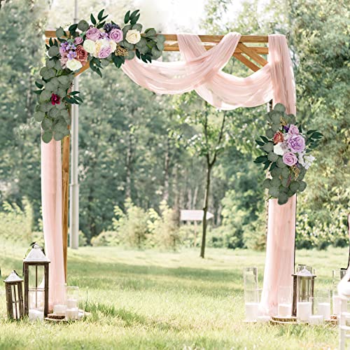 Cocoboo 2Pcs Artificial Flower Swag Arch Decor For Wedding Reception Backdrop Sweetheart Table Decoration (Purple) #TOP4
