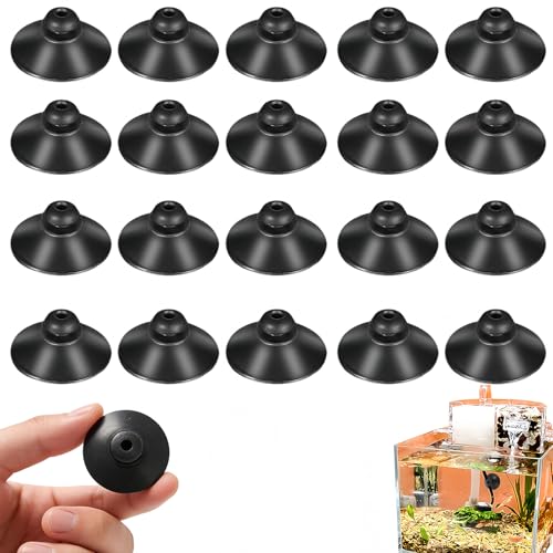 YTAXYZWR Ventosas para Acuario 20 Unidades, ventosas de Goma Negra 28 mm, Fuertes y Reutilizables, fijación para mangueras y filtros en peceras y acuarios de Agua Dulce o Salada