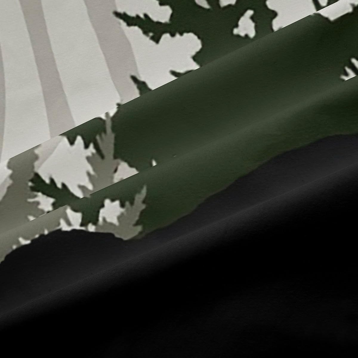 Manfei Bear Silhouette Kids Blackout Curtains,Bear Paws Pine Trees Rustic Farmhouse Window Drapes for Boys Girls Adults,Geometric Grids Vintage Window Treatments Grommet Top 2 Panel Set,38Wx45L inch