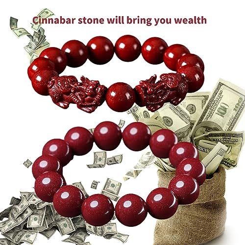 Feng Shui Cinnabar Bracelet, Cinnabar Beads Bracelets Jewelry for Good Luck Women Men Amulet Jewelies 6