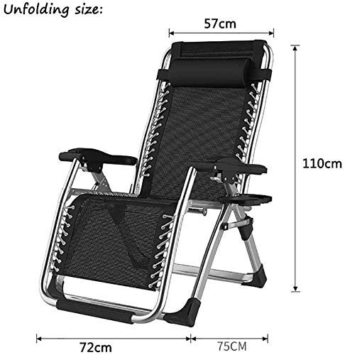 Chaise longue inclinable réglable extérieure pliante avec coussin bureau plage - 2