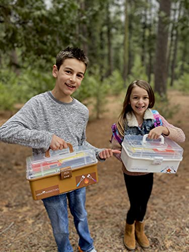 Mcett Smores Caddy - Multi-Tray S'mores Storage Box (Roasting Sticks Are Included) & Fun Smores Stickers - Hold Marshmallows, Chocolate, Crackers, Candy, & Skewers - Camping & Campfire Accessories Kit #TOP7