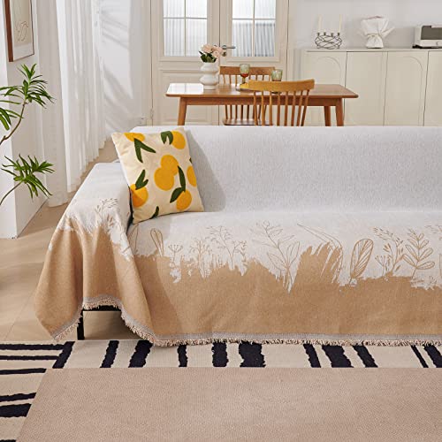 Dreamingo Light Brown Sofa Covers For 3 Cushion Couch Sofa Furniture Couch Protector For Pets Kids Farmhouse Chenille Couch Cover Reversible L Shape Sofa Slipcover For Sectional Couch,71"X150" #TOP2