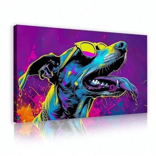 Toile chien pop art 70x90cm pour masquer un mur vide avec style