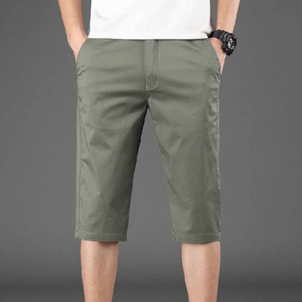 lsjdln] クロップドパンツ メンズ 綿 7分丈 コットン チノパン