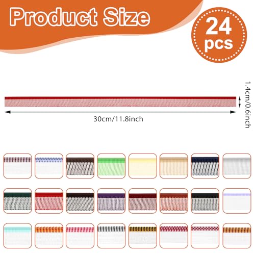 HJZHII 24 Stück Buchbinder Stirnbänder,30 X 1.4cm Buchbinden Buchbinderleinen Buch Binden Buchbinder Set Baumwoll Buch Stirnband Buchbinde für Buchbindeanfänger Buchreparatur Buchdekoration(24)
