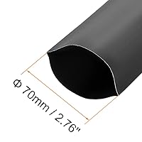 Vista 2 de uxcell - Tubo termorretráctil, 70 mm de diámetro, 113 mm de ancho plano, tubo retráctil a una tasa de 2:1, funda para cables de 1 m - Negro