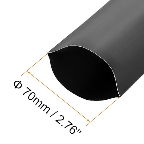 Miniatura 2 de uxcell Tubo termorretráctil, 2.756 in Dia 4.449 in Ancho Plano 21 Tarifa Tubo retráctil Cable Manga 3.3 ft - Negro