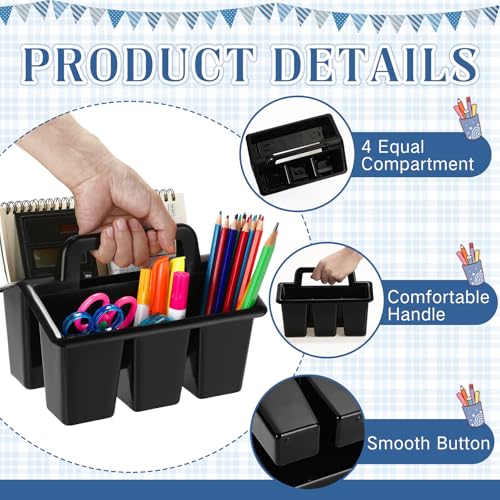 Image of WILLBOND 12 Pcs Classroom Storage Caddies Stackable Utility Caddies with 4 Compartment Plastic Caddy with Handle Portable Storage Bins Organizers for Kids Schools Art Craft Supplies