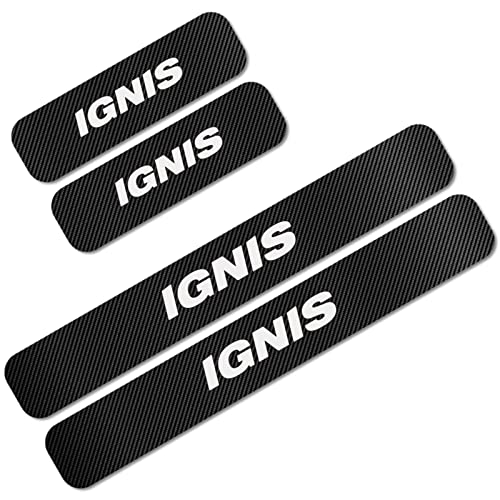 4 Pièces Plaques Plinthes en Fibre De Carbone pour Suz-uki Ignis, Protection De Seuil De Porte Voiture Kick Plates Door Sill Contre Les Rayures Bandes Décoratives Autocollants Cover