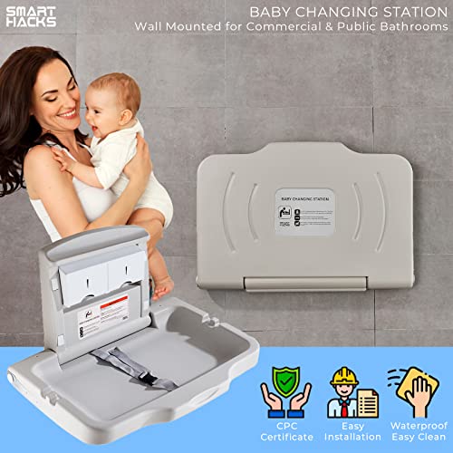 Baby Changing Station Wall Mounted, Diaper Changing Station, CPSC Compliant, Commercial Baby Changing Station Wall Mounted