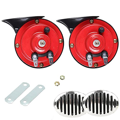 Klaxon Voiture,Klaxon 12v,2 Klaxons de Corne D'Escargot,Klaxon a Air Puissant en Forme D'Escargot,pour Camion,Train,Bateau,Voiture,Klaxon Simple,Étanche 12 V,Double Klaxon pour Voiture et Moto Cover