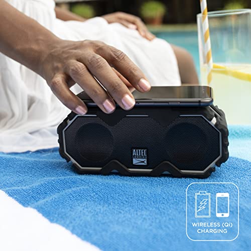 Altec Lansing Mini LifeJacket Jolt Bluetooth Speaker with Qi, Wireless, Waterproof, Portable, Speakers, Loud Volume, Strong Bass, Rich Stereo System, Microphone, 16 Hour Battery, 100 ft Range, Gray by Altec Lansing - Used condition - Image 9