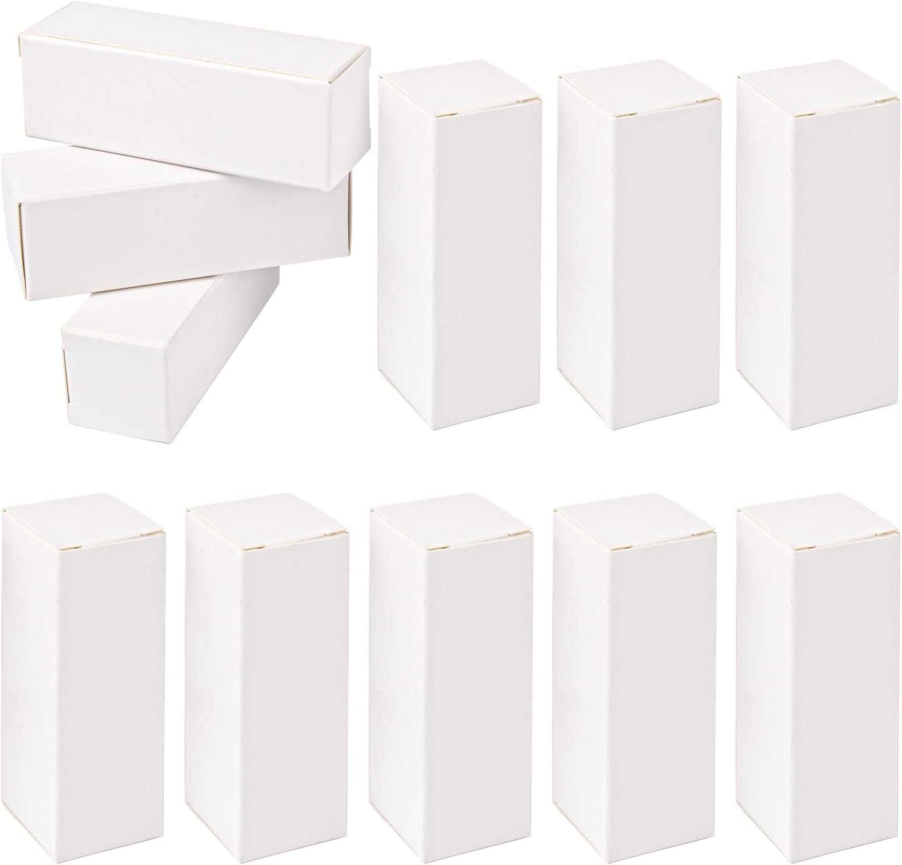 AUEAR, 50 Pack White Kraft Paper Lipstick Boxes Empty Lip Gross Box 3.35"x1.1"x1.1" Rectangle Lip Balm Boxes Perfume Essence Oil Packaging Cases for DIY Lip Gloss Gift Packing