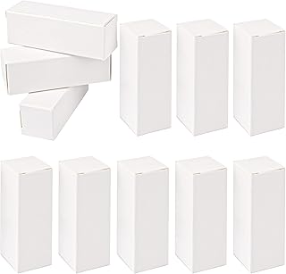 AUEAR, 50 Pack White Kraft Paper Lipstick Boxes Empty Lip Gross 3.35"x1.1"x1.1" Rectangle Balm Perfume Essence Oil Packaging Cases for DIY Gloss Gift Packing