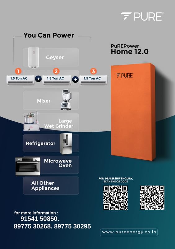 Image of PURE Power Home 12.0 - High-Capacity Energy Storage & Power Backup System | Solar-Ready Solution for Large Homes & Villas Orange