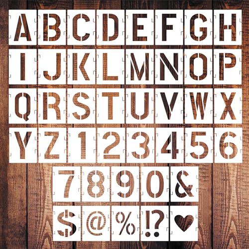 Letter and Number Stencils 3 Inch 42 Pieces Reusable Alphabet Templates for Painting DIY Art Projects