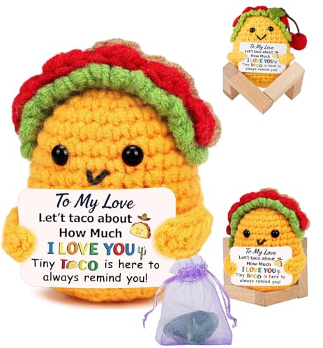 Gifts for Him Her, Positive Crochet Animals with Fragrance, Card Conten: to My Love, Let's Taco 'Bout How Much I Love You! Tiny Taco is Here to Always Remind You! Encouragement Gifts for Women Men