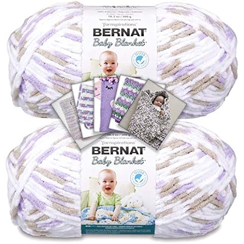 Bernat Baby Blanket Yarn - Big Ball (10.5 oz) - 2 Pack with Pattern Cards in Color (Little Lilac Dove) Cover