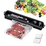 JOYSEUS Vacuum sealer with 10 vacuum sealer bags,upgraded automatic food sealer machine for food preservation & led indicator dry & moist modes, compact & easy clean