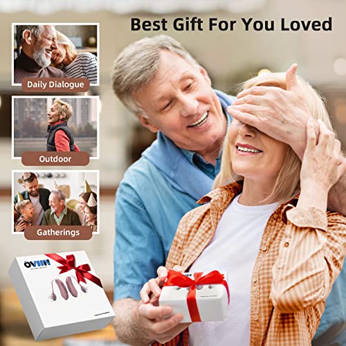 Oviin Behind The Ear Hearing Amplifiers For Seniors, Rechargeable Hearing Device For Adults With Noise Canceling, Beige, Pair #TOP6