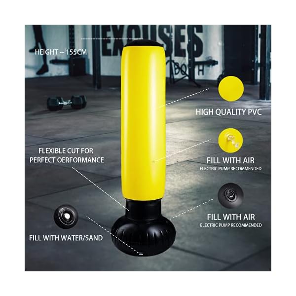 INF-Inflatable-Punching-Bag-for-KidsKids-Punching-Bag-with-Stand-Can-be-Immediately-Rebounded-for-Kickboxing-Karate-Punching-Bag-Gifts-for-712-Year-Old-KidsYellow INF Punching Bag for Kids,Free Standing Inflatable Punching Bag for Immediate Bounce-Back for Practicing Taekwondo, Boxing and to Relieve Pent Up Energy in Kids and Adults (Yellow)