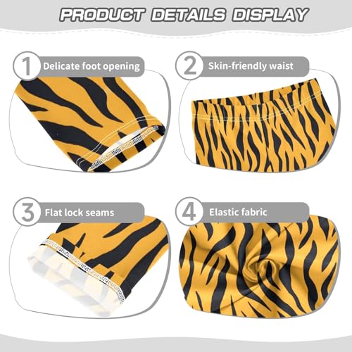 Tiger Skin Print Girls Leggings Ultra Soft Compression Yoga Gym Pants for Kids 4-10T3