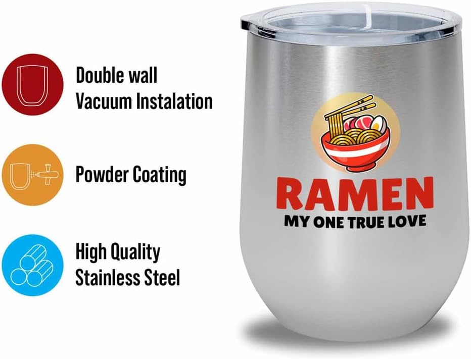 Ramen Lover Silver Edition Wine Tumbler 12oz - my one TRUE - Food Lovers chicken pumpkin vegan pantry spicy noodles image 2