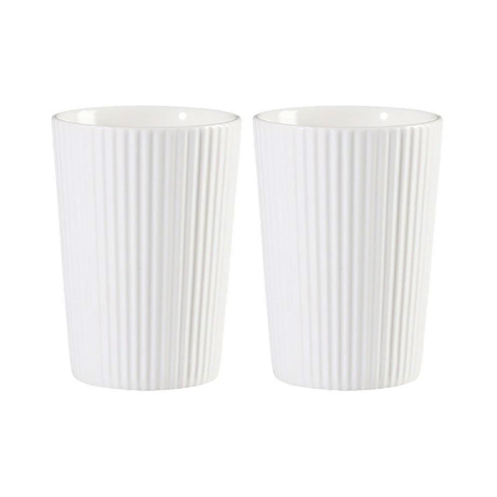 Gaolinci 2 Pcs Simple Stripe Ceramic Mouthwash Cups, Bathroom Brushing Cup, 9 Oz